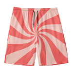 Pink Psychedelic Swirl Print Men's Swim Trunks