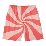 Pink Psychedelic Swirl Print Men's Swim Trunks