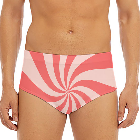 Pink Psychedelic Swirl Print Men's Triangle Swim Briefs