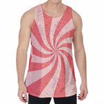 Pink Psychedelic Swirl Print Men's Velvet Tank Top