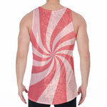 Pink Psychedelic Swirl Print Men's Velvet Tank Top