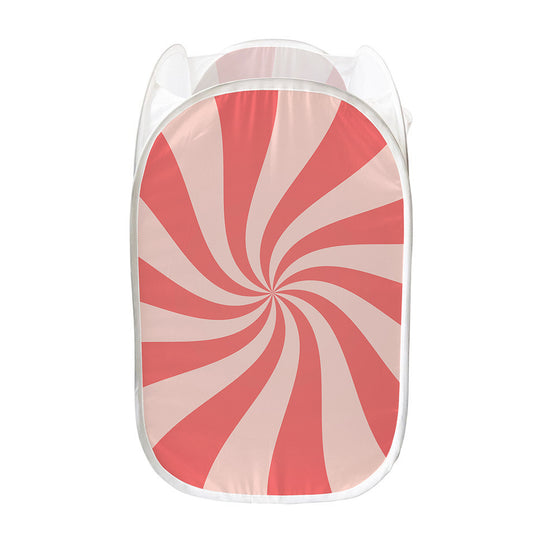 Pink Psychedelic Swirl Print Mesh Laundry Hamper