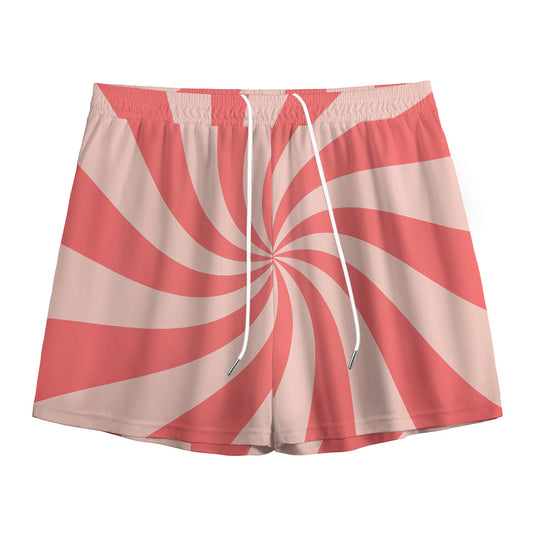 Pink Psychedelic Swirl Print Mesh Shorts
