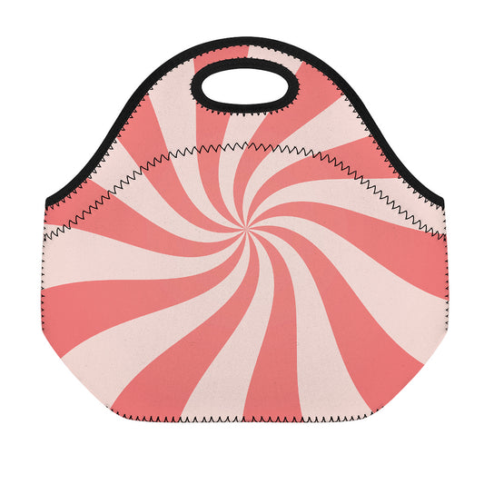 Pink Psychedelic Swirl Print Neoprene Lunch Bag