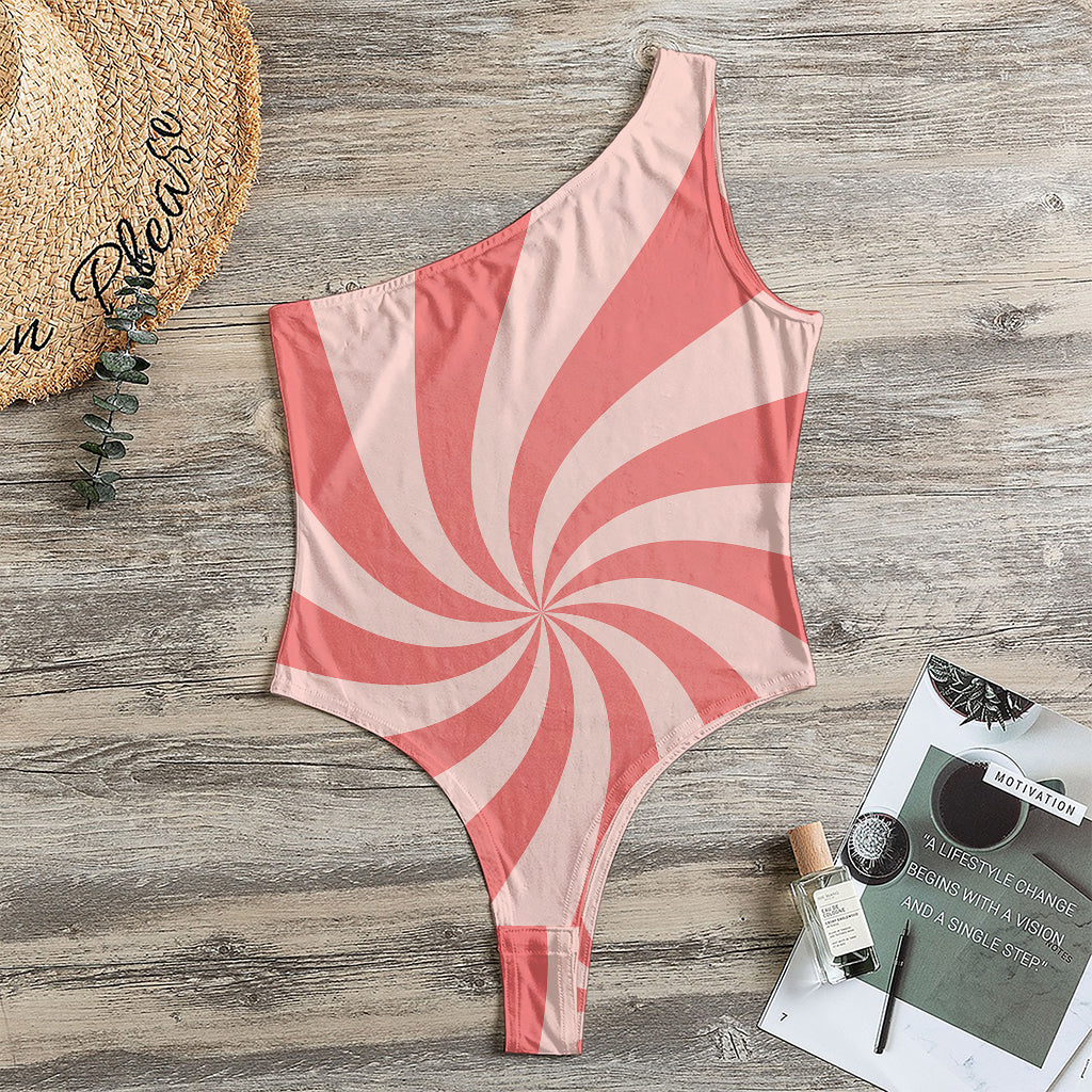 Pink Psychedelic Swirl Print One Shoulder Bodysuit