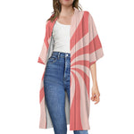 Pink Psychedelic Swirl Print Open Front Beach Cover Up