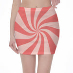 Pink Psychedelic Swirl Print Pencil Mini Skirt