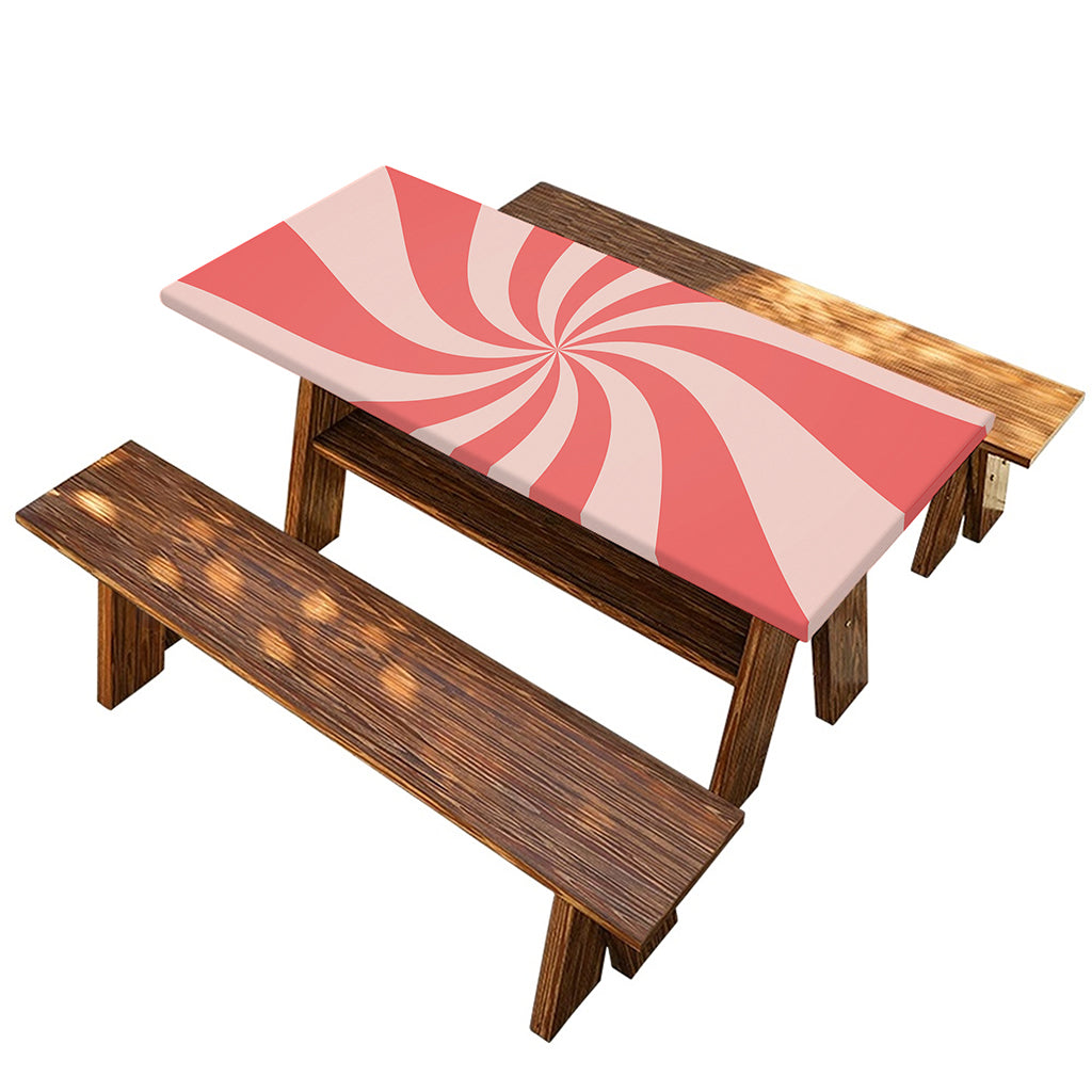 Pink Psychedelic Swirl Print Picnic Table Cover