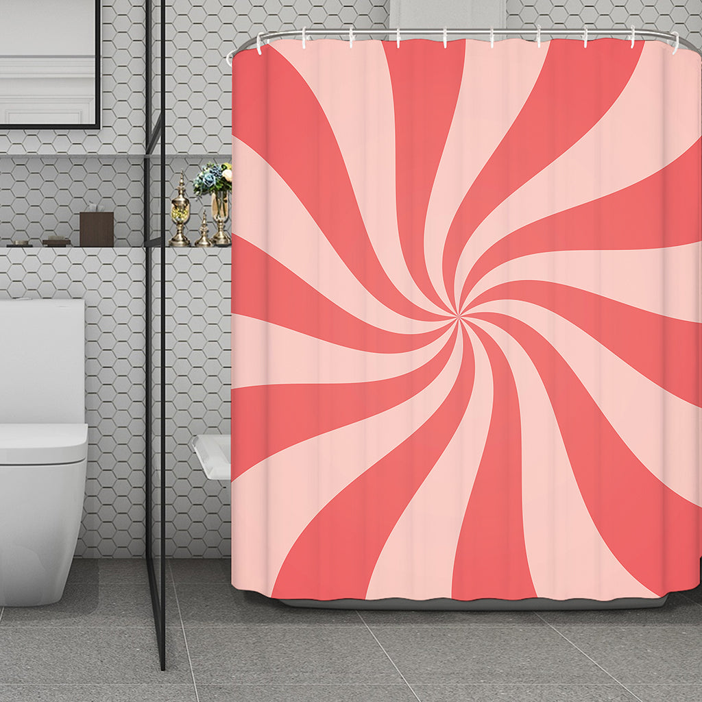 Pink Psychedelic Swirl Print Polyester Shower Curtain