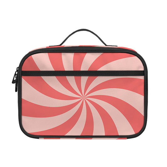 Pink Psychedelic Swirl Print Portable Lunch Bag