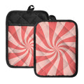 Pink Psychedelic Swirl Print Pot Holders With Pocket