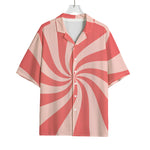Pink Psychedelic Swirl Print Rayon Hawaiian Shirt