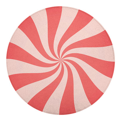 Pink Psychedelic Swirl Print Round Blanket