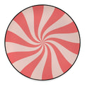 Pink Psychedelic Swirl Print Round Floor Mat