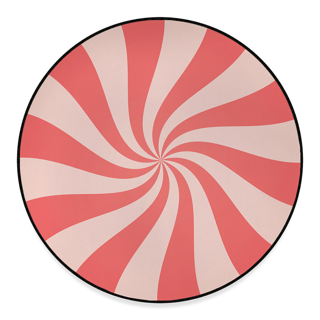 Pink Psychedelic Swirl Print Round Floor Mat