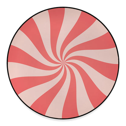 Pink Psychedelic Swirl Print Round Floor Mat