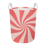 Pink Psychedelic Swirl Print Round Laundry Basket