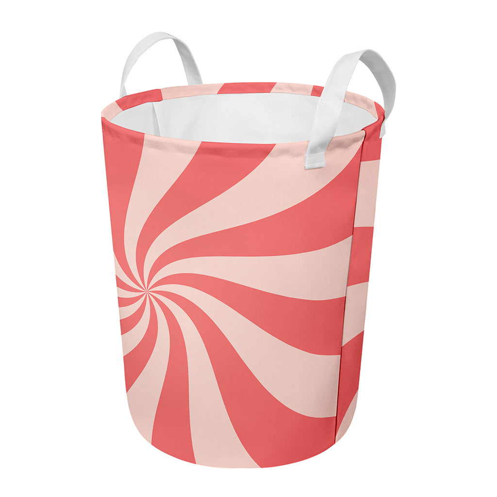 Pink Psychedelic Swirl Print Round Laundry Basket