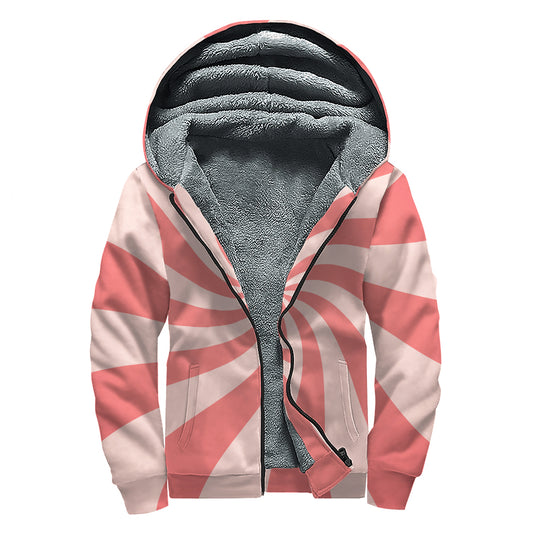 Pink Psychedelic Swirl Print Sherpa Lined Zip Up Hoodie