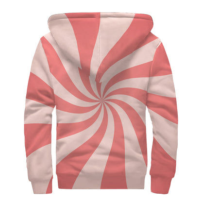Pink Psychedelic Swirl Print Sherpa Lined Zip Up Hoodie