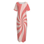 Pink Psychedelic Swirl Print Short Sleeve Long Nightdress