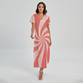 Pink Psychedelic Swirl Print Short Sleeve Maxi Dress