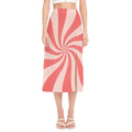 Pink Psychedelic Swirl Print Side Slit Midi Skirt
