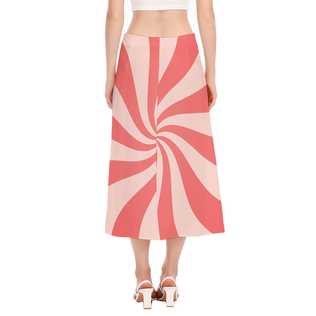 Pink Psychedelic Swirl Print Side Slit Midi Skirt