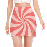Pink Psychedelic Swirl Print Side Slit Mini Skirt