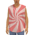 Pink Psychedelic Swirl Print Sleeveless Baseball Jersey