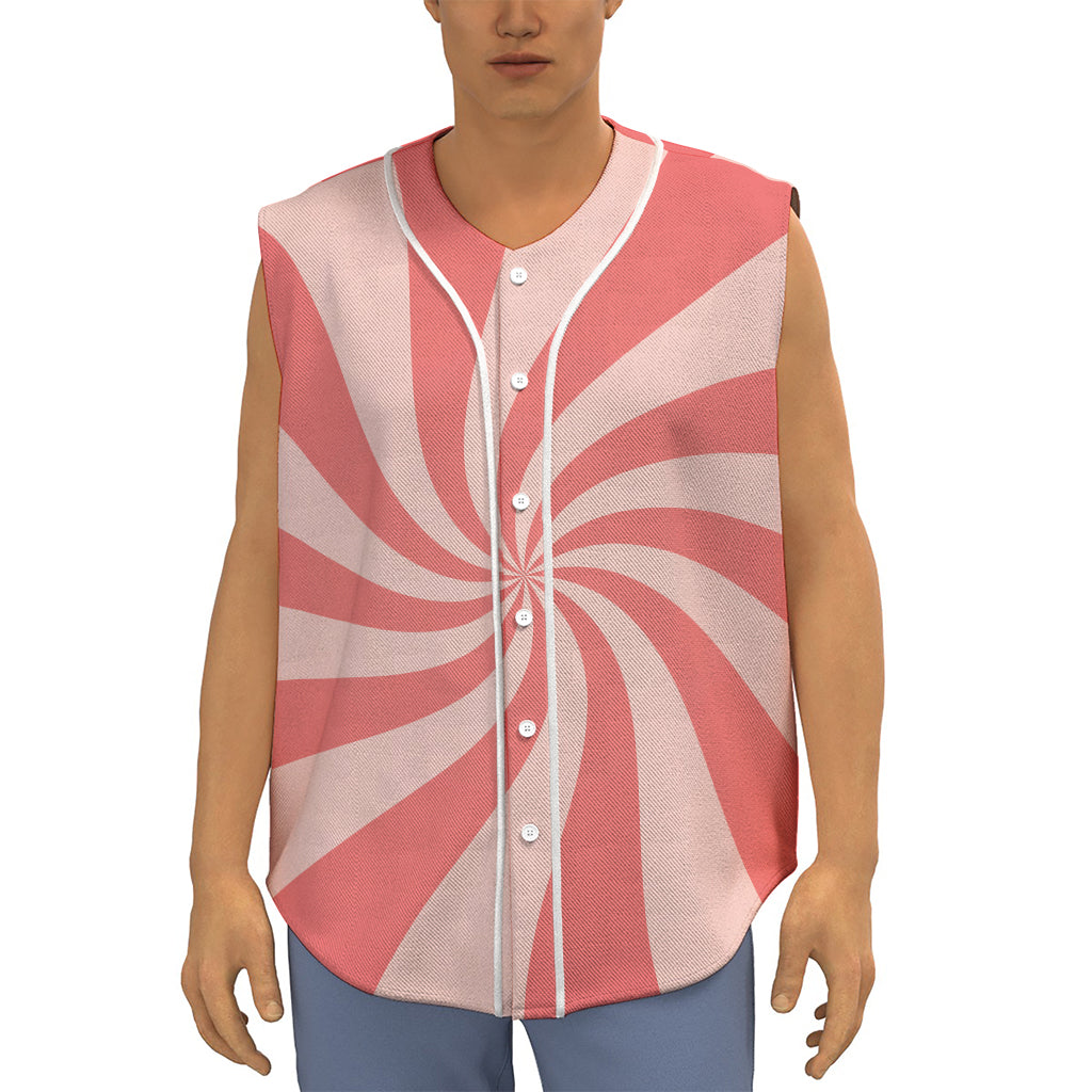 Pink Psychedelic Swirl Print Sleeveless Baseball Jersey