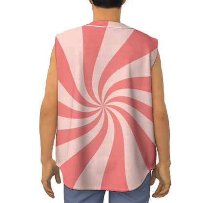 Pink Psychedelic Swirl Print Sleeveless Baseball Jersey