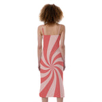 Pink Psychedelic Swirl Print Slim Fit Midi Cami Dress