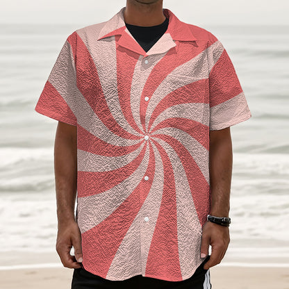 Pink Psychedelic Swirl Print Textured Short Sleeve Shirt