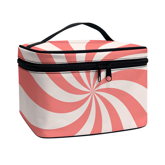 Pink Psychedelic Swirl Print Travel Makeup Bag