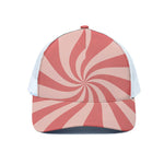 Pink Psychedelic Swirl Print White Mesh Trucker Cap