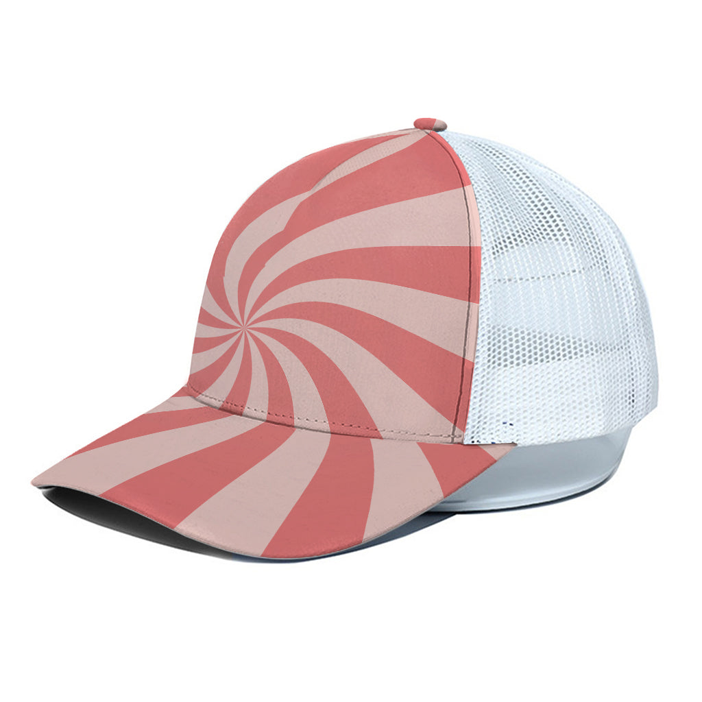 Pink Psychedelic Swirl Print White Mesh Trucker Cap