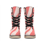 Pink Psychedelic Swirl Print Winter Boots
