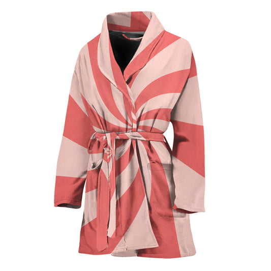 Pink Psychedelic Swirl Print Women's Bathrobe