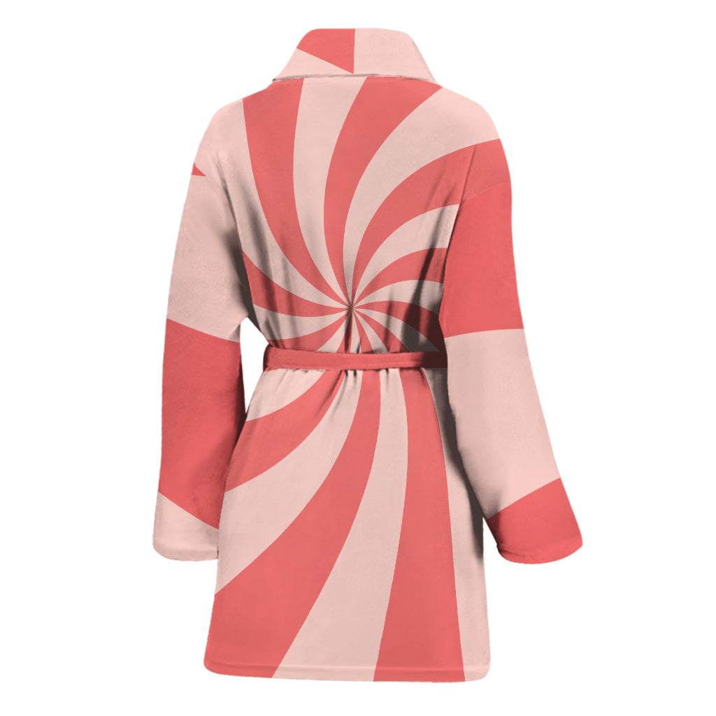 Pink Psychedelic Swirl Print Women's Bathrobe