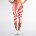 Pink Psychedelic Swirl Print Women's Capri Leggings