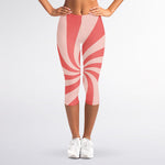 Pink Psychedelic Swirl Print Women's Capri Leggings