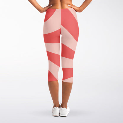 Pink Psychedelic Swirl Print Women's Capri Leggings