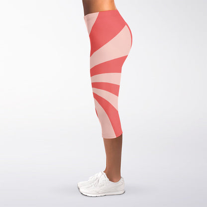 Pink Psychedelic Swirl Print Women's Capri Leggings