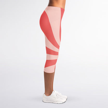 Pink Psychedelic Swirl Print Women's Capri Leggings
