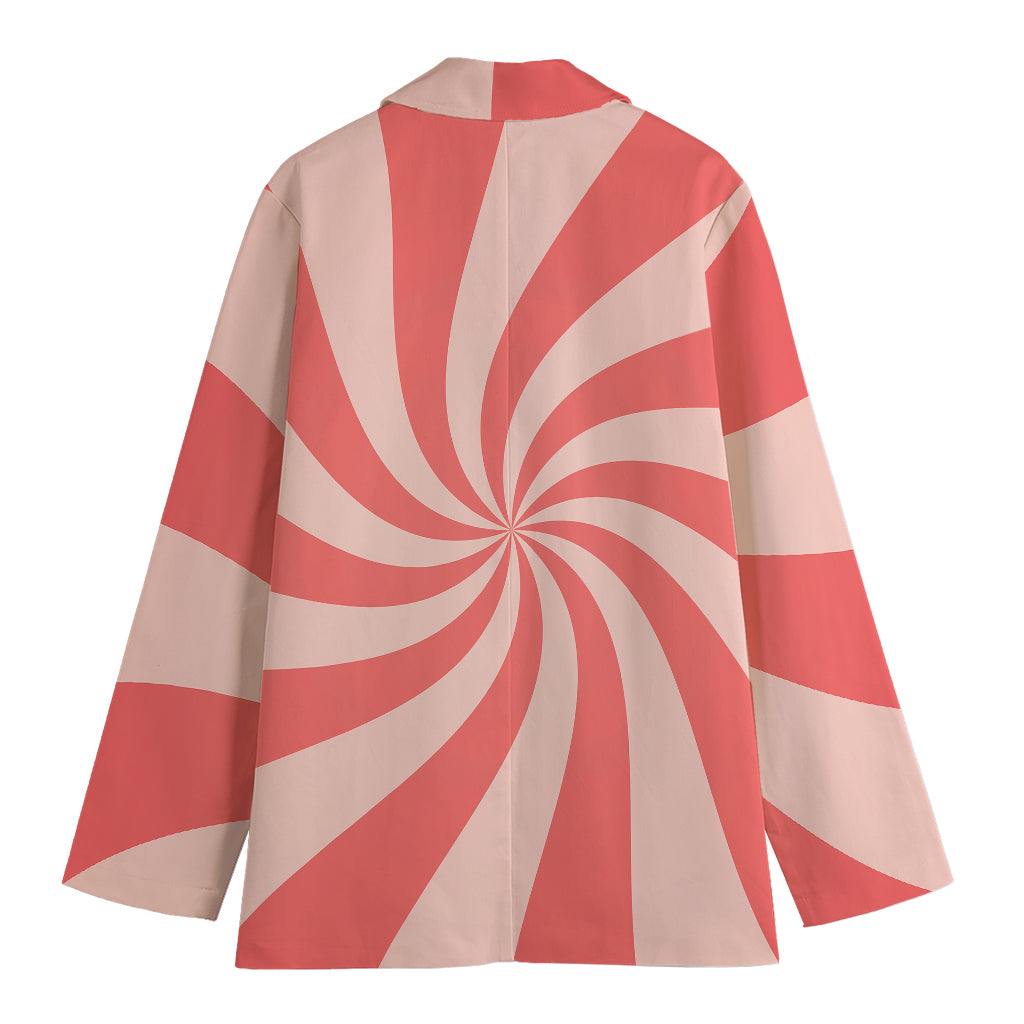 Pink Psychedelic Swirl Print Women's Cotton Blazer