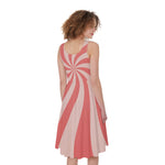 Pink Psychedelic Swirl Print Women's Sleeveless Dress