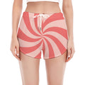 Pink Psychedelic Swirl Print Women's Split Running Shorts