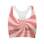 Pink Psychedelic Swirl Print Women's Sports Bra
