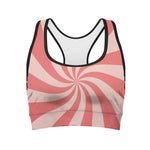 Pink Psychedelic Swirl Print Women's Sports Bra